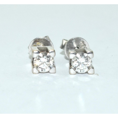 351 - 18ct white gold Diamond ear studs approx 0.5ct total