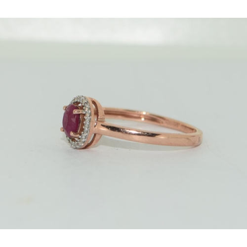 355 - 9ct gold ladies Ruby and diamond ring size M