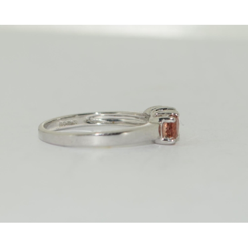 364 - 9ct white gold ladies 3 stone Tourmaline ring size N