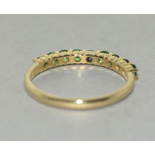 365 - A 9ct gold tsarvoite garnet 1/2 eternity ring Size O