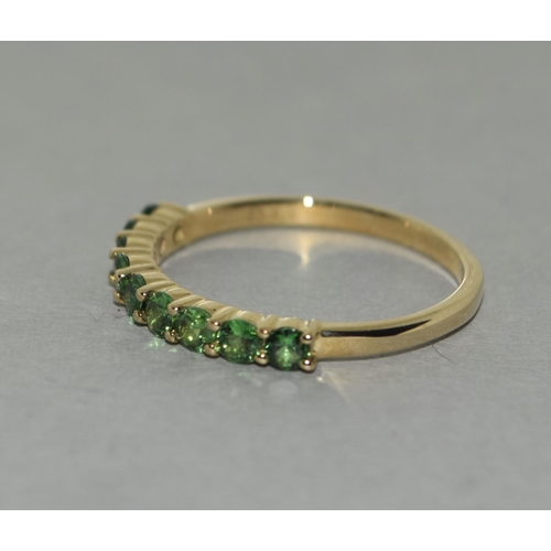 365 - A 9ct gold tsarvoite garnet 1/2 eternity ring Size O