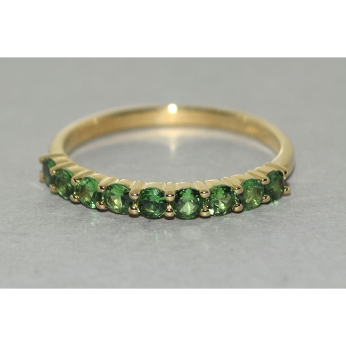 365 - A 9ct gold tsarvoite garnet 1/2 eternity ring Size O