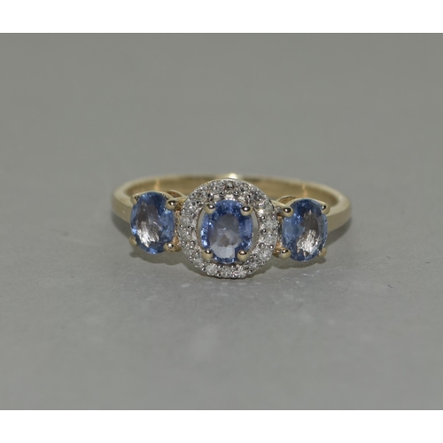 494 - A 9ct gold Ceylon Sapphire and Diamond ring Size N