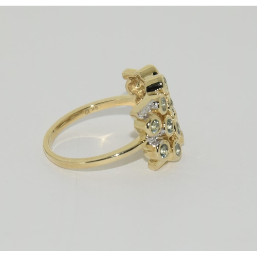 483 - 9ct Gold aquamarine bubble ring. Size P 1/2.