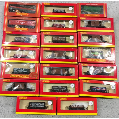 57 - Hornby OO Gauge group of boxed rolling stock to include R001 BP Petrol Tank Wagon, R6232 4 Plank Wag... 