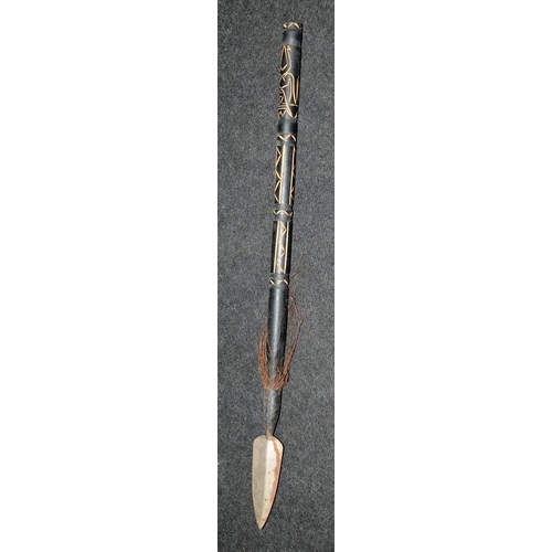 18 - Collection of tribal bow and arrows and short handled spear