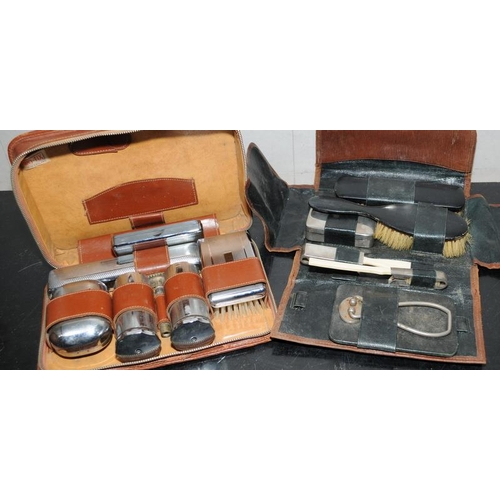 20 - Collection of vintage travel grooming sets. Six items in lot