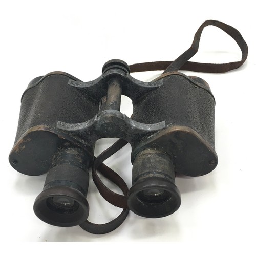 136 - Pair of early military binoculars with crows foot markings.