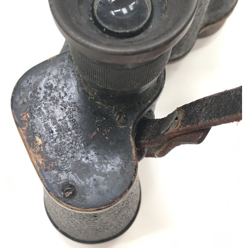 136 - Pair of early military binoculars with crows foot markings.