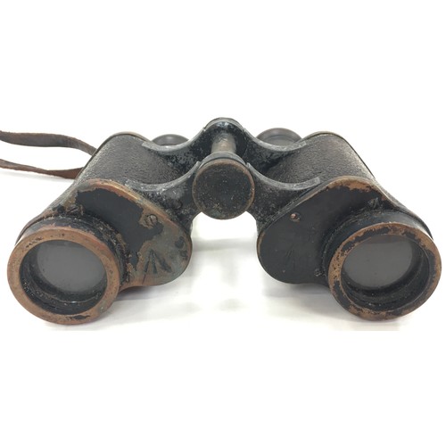 136 - Pair of early military binoculars with crows foot markings.