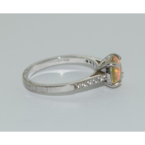 428 - Opal CZ silver ring Size P