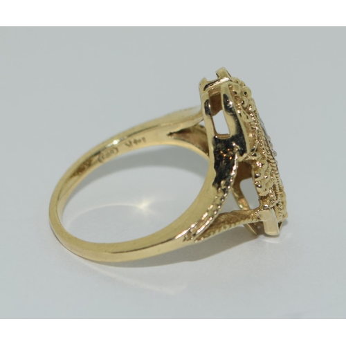 303 - Diamond 14ct gold ring Size L, 4.3g