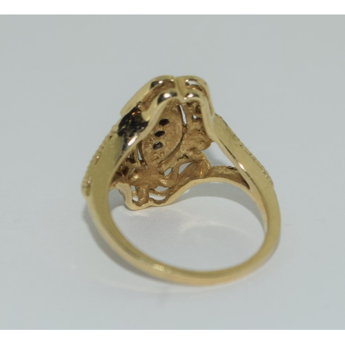 303 - Diamond 14ct gold ring Size L, 4.3g