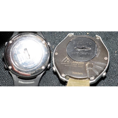 367 - Suunto X-Lander and Suunto T3c sports digital watches c/w a Suunto wrist compass. Watches offered un... 