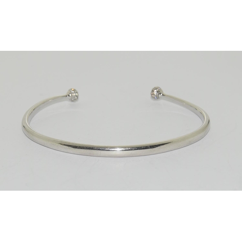 429 - Designer SIF jacobs CZ 925 silver torque bangle.