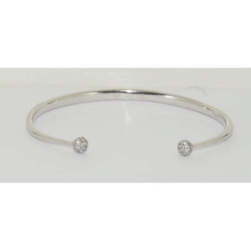 429 - Designer SIF jacobs CZ 925 silver torque bangle.