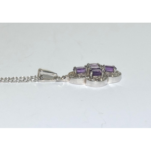 436 - Amethyst 925 silver vintage pendant.