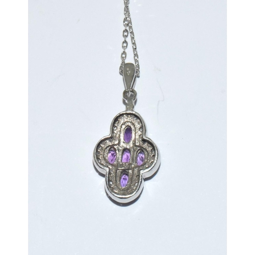 436 - Amethyst 925 silver vintage pendant.