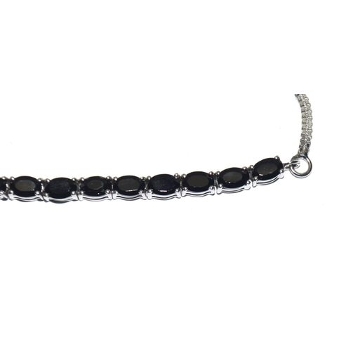 451 - Natural black gemset W/G on 925 silver line necklace