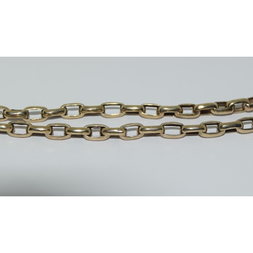 403 - 9ct gold Muff /Guard chain with fancy rope design and end clip , 200cm long 34g