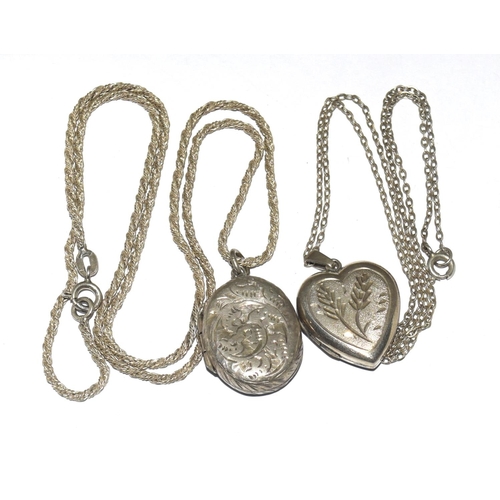 414 - 2 x silver locket necklaces