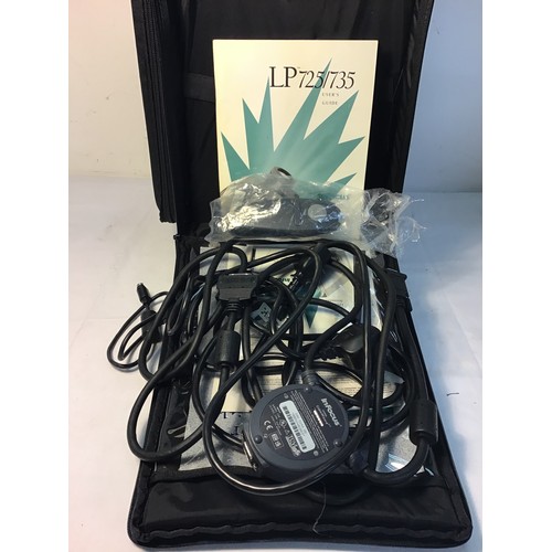 282 - Infocus video projector with cables - Instruction books and carry case / trolley.