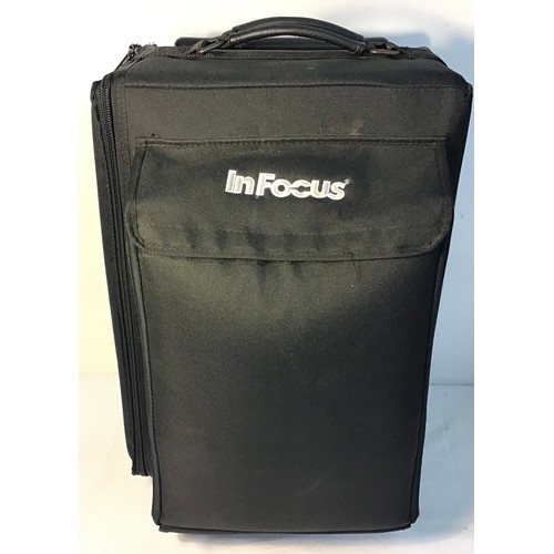 282 - Infocus video projector with cables - Instruction books and carry case / trolley.