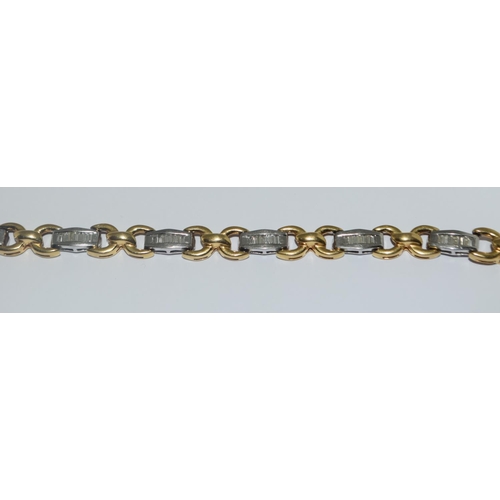 347 - Superb 18ct two tone gold ladies diamond set diamond bracelet set with Baguette diamonds approx 2ct