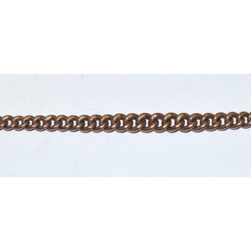 389 - 9ct rose gold graduated link watch chain and T bar each link fully hallmarked 40cm long 38.4g