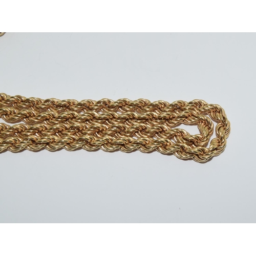 354 - 9ct gold heavy set rope chain 70cm 19g