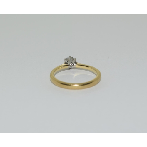 387 - 18ct gold ladies Diamond solitaire ring with certificate stating 0.32 ct with full description of co... 