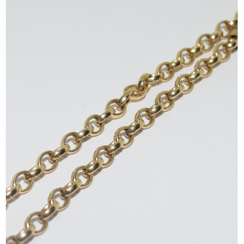 334 - 9ct gold ladies fancy link Gaurd/Muff chain 150 cm long 37g