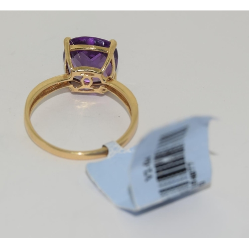 359 - 14ct gold ladies new with tags  Amethyst and diamond ring size N