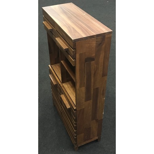 516 - Teak storage cabinet with fitted draws and adjustable shelf 105x60x25cm