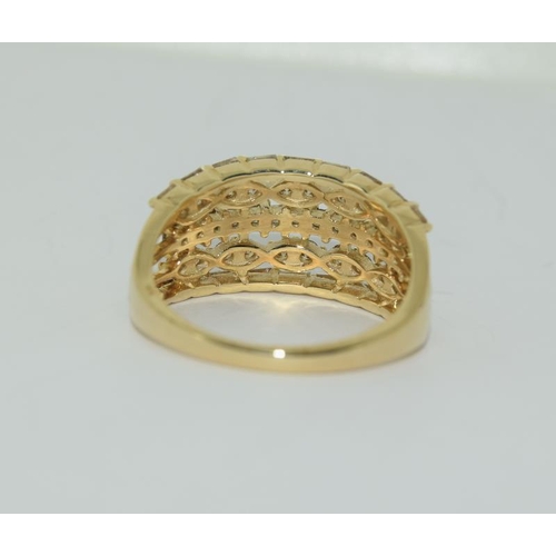 436 - 9ct Gold champagne diamond ring approx 1ct, size N