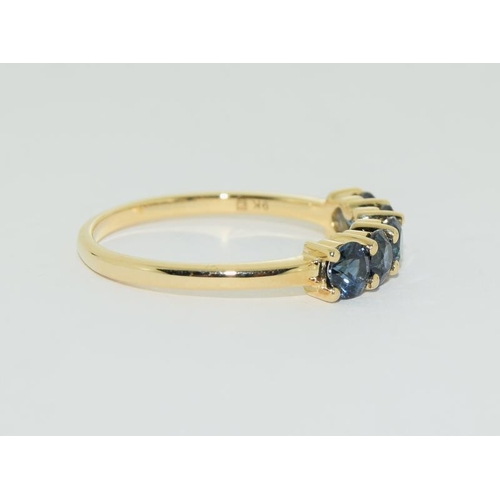 447 - 9ct Gold 5 stone sapphire 1/2 eternity ring, Size N