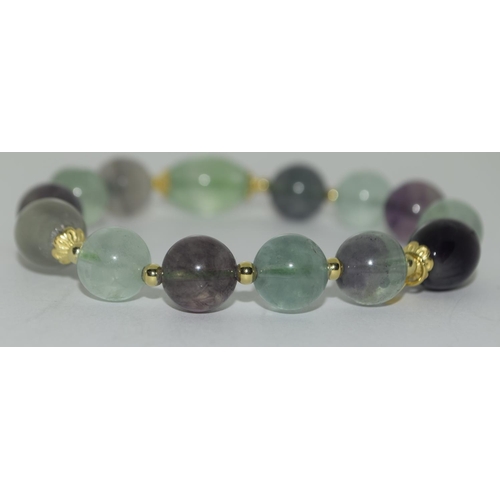 325 - Silver gem flourite bracelet.