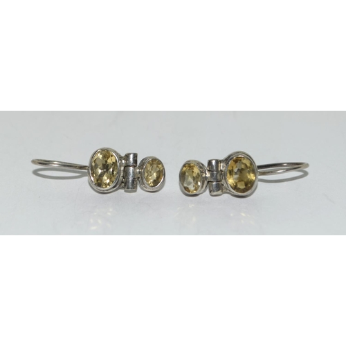 333 - Silver citrine earrings.