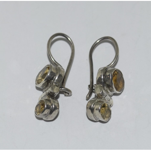 333 - Silver citrine earrings.