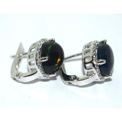 423 - Silver black opal earrings.