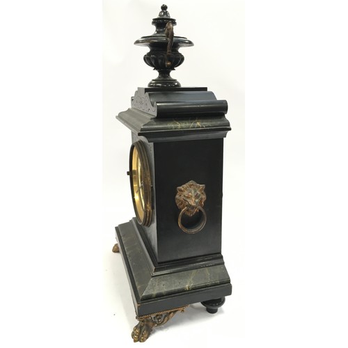 236 - Antique French style wooden cased striking mantel clock. Includes pendulum.