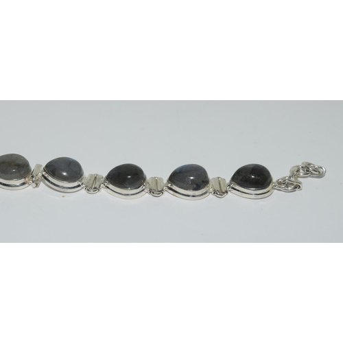 347 - A silver labradroite bracelet.