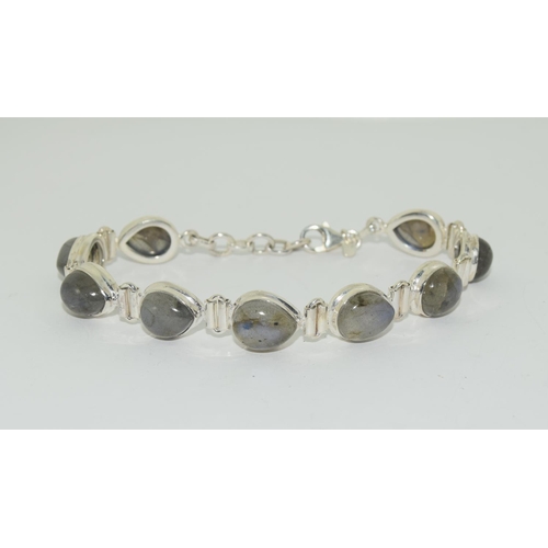 347 - A silver labradroite bracelet.