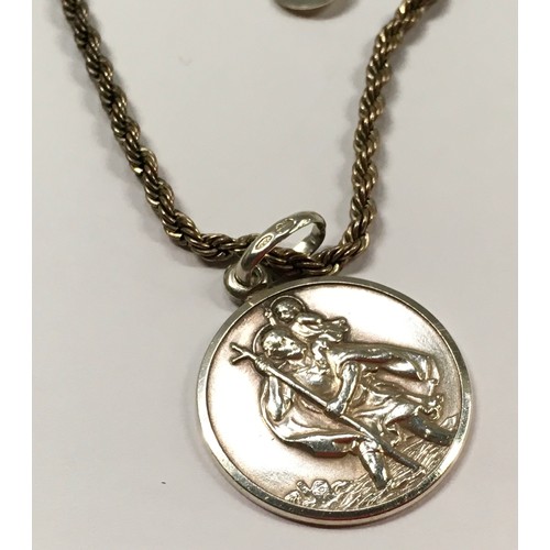 362 - 925 silver pebble necklace together silver St Christopher