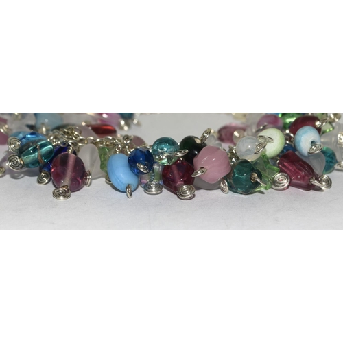 331 - Silver bracelet set with semi precious stones.