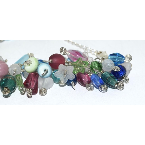 331 - Silver bracelet set with semi precious stones.