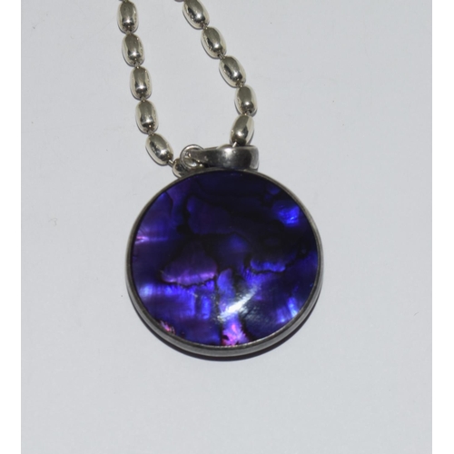 421 - Silver drop pendant with semi precious double sided stones.