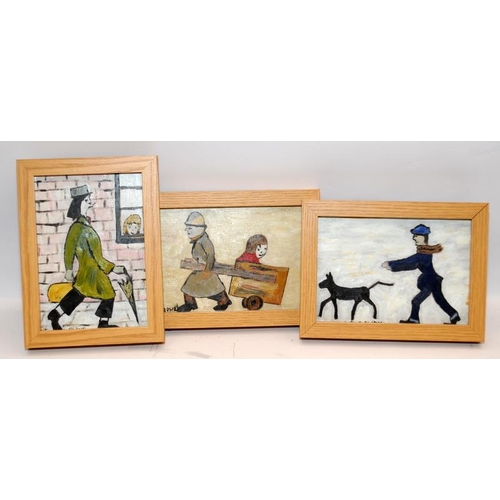 250 - A number of framed paintings after Lowry. Eight in lot, the largest being 58cms x 34cms