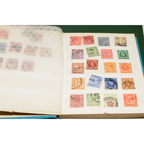 215 - Collection of stamps in four albums to include a small stock book of early GB, an album mainly featu... 