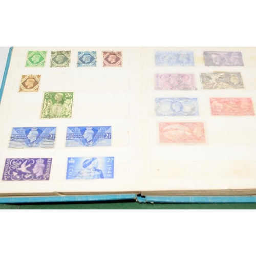 215 - Collection of stamps in four albums to include a small stock book of early GB, an album mainly featu... 